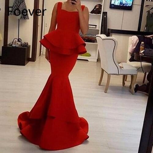 Abendkleider Elegant Red Mermaid evening Dresses 2019 prom dress Sweetheart Floor Length Formal Evening Dress Cheap Party Gown