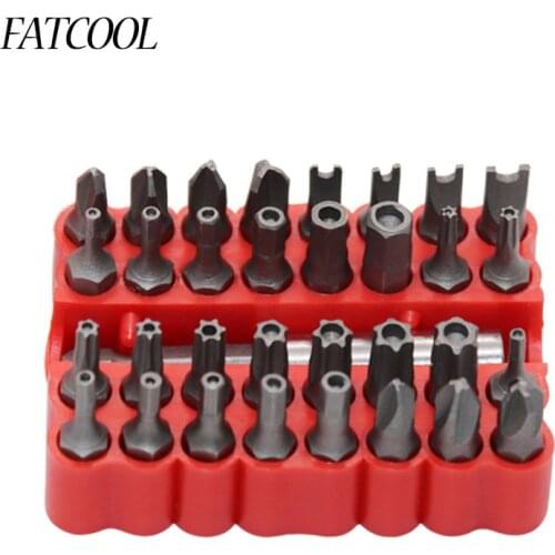 FATCOOL Security Tamper Proof Bit Set 33pcs Torq Torx Hex Star Spanner Tri Wing Electric Screwdrive Hex Bit 1/4" 6.35mm