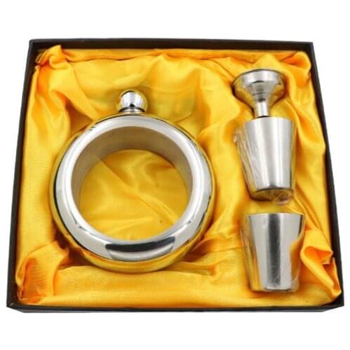 20Sets Wholesale Silver 3.5oz Stainless Steel Bracelet Flask Set Portable Bangle Flagon&Cup 4pcs Set With Gift Box Drinkware Set