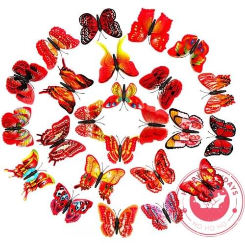 10pcs PVC Color Butterfly Suit Birthday Wedding Party Decoration 3D Decor Butterfly Suit 8cm Self Adhesive Home Beautification