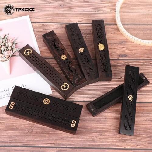 Creative Handmade Hollow Sandalwood Lying Box Wood Joss Stick Incense Holder Incense Burner Home Decoration Incienso