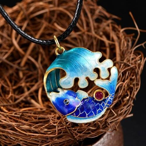 925 Silver Cloisonne Creative Squid Craft Pendant