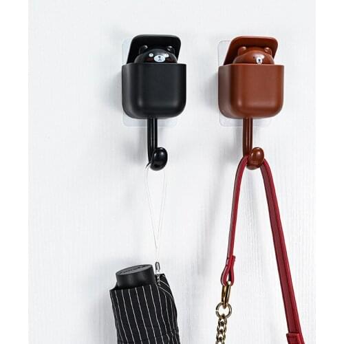 Creative Cute Bear Wall Hanging Hook for Clothes Hat Scarf Key Animals Hanger Rack Wall Decoration Free Punching