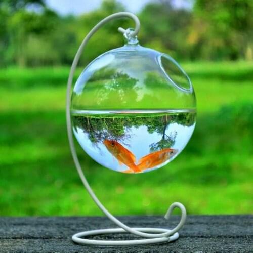 Round Shape Hanging Glass Aquarium Fish Bowl Fish Tank Flower Plant Vase Home Decoration