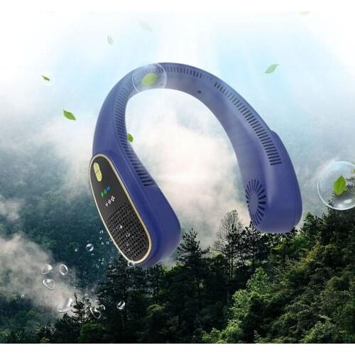 Mini Neck Fan Negative ion Air Cooler Fan USB Bladeless Fans Air Purification Cooling Conditioner Wearable Neckband Fan 4000mAh