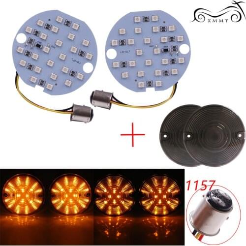 Motor 1157 SMD LED Turn Signals Insert With Smoke Lens Cover For Harley Road King Ultra Glide Softail