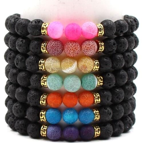 Men 7 Chakra Bracelet Black Lava Healing Balance Beads Reiki Buddha Prayer Natural Stone Yoga Bracelet For Women Jewelry