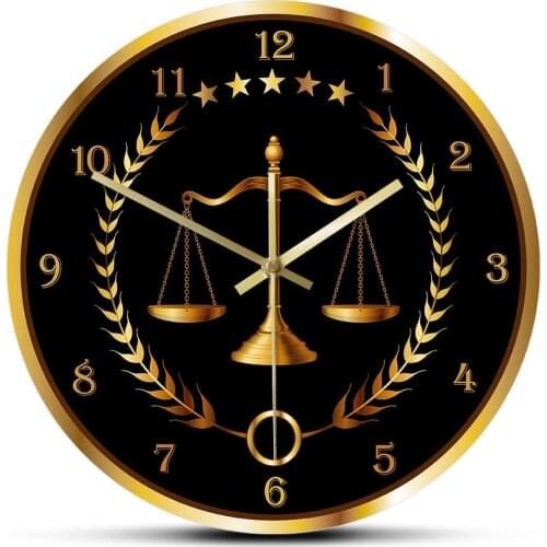 Scale Of Justice Wall Art Clock Modern Design 3D Wall Clocks Battery Operated 12 Inch Lawyer Office Decor Law Firm Timepiece