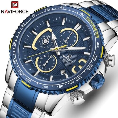 NAVIFORCE New Watches for Men Waterproof Quartz Watch Top Brand Mens Stainless Steel Sports Clock Chronograph Relogio Masculino