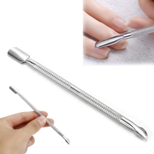 Nail File Dead Skin Push Double Head Stainless Steel Cuticle Remover Spoon Trimmer Nail Art Pusher nail push tool Women hot