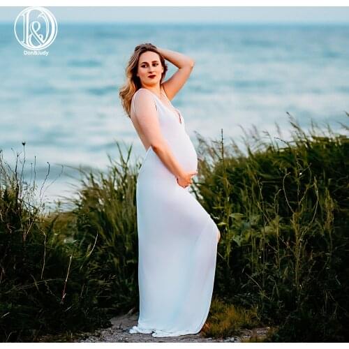 Don&Judy Deep V Neck Slip Maternity Dress Sexy Backless Sleeveless Modal Maternity Gown for Pregnant Women Photography Prop