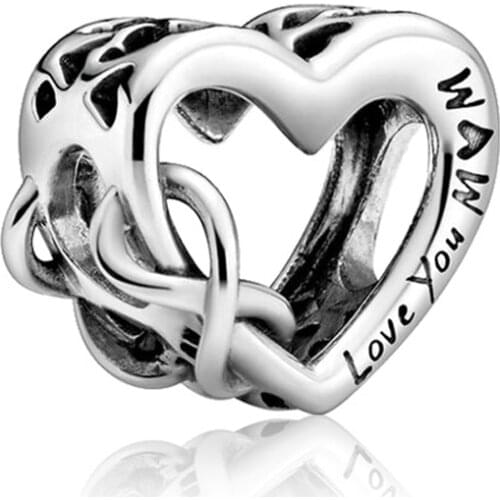 Love you mom charms for women girl mother gift fit pandora bracelet & necklace accessories diy bangle bead jewelry