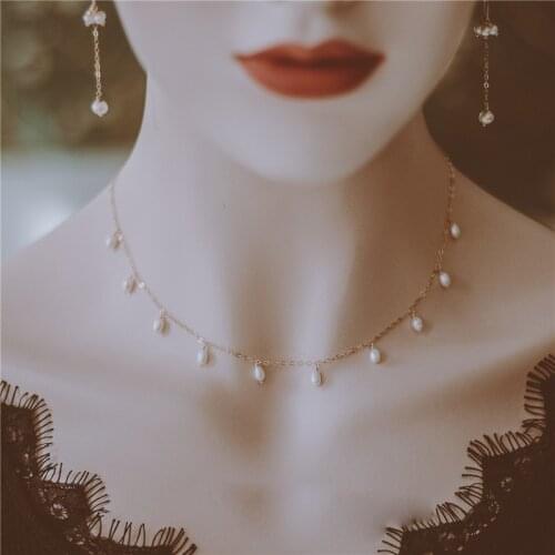 Gold Filled Necklace Freshwater Pearls Jewelry Handmade Vintage Simple Party Collier Bijoux Femme Necklace for Women