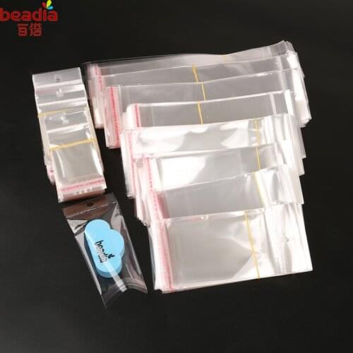 Transparent Clear Self-Adhesive Plastic Storage Bag with Header For Jewelry Packaging,Gift Bag Size 8x15.5cm/8x20cm/7x24cm