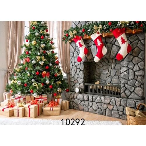 Christmas Fireplace Tree Gifts 7X5ft Photography Backdrops for Photo studio Backgrounds for Children Baby Party Photo Shooting