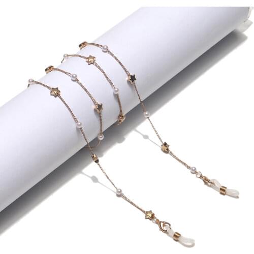 Handmade Stars Pearl Glasses Strap Fashion Sunglasses Chain Necklace Spectacle Rope Mask Lanyard