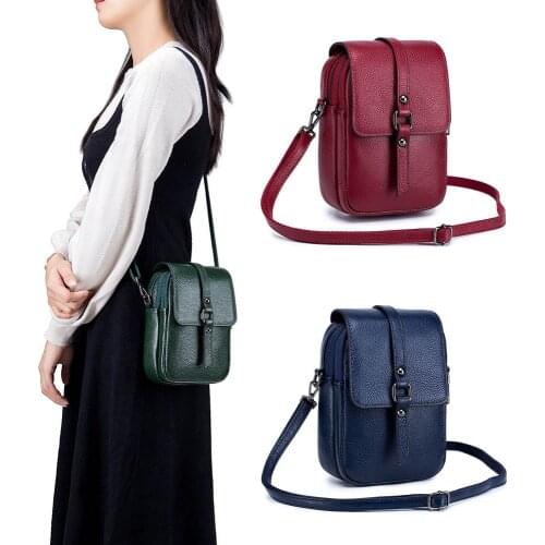 Genuine Leather Mobile Phone Bag for Women Phone Pocket Leather Shoulder Bag Female Crossbody Small Bags
