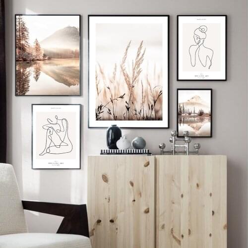 Pampas Grass Canvas Painting Nordic Landscape Wall Posters On Loft Home Room Decor Frameless Picture for Wall Decor