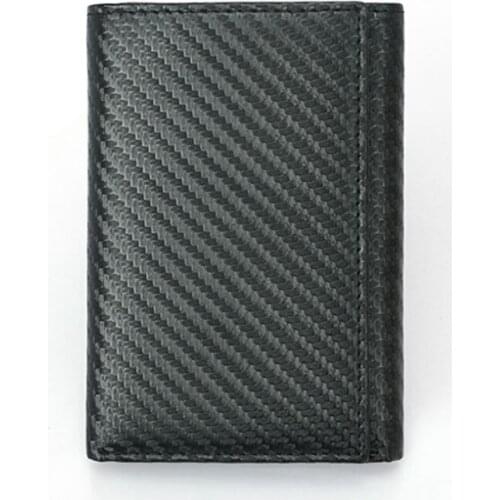 Carbon Fiber Pattern Slim Credit Card Holder Thin RFID Trifold Wallet PU Leather Driver License Cover Holder For Men Card Wallet