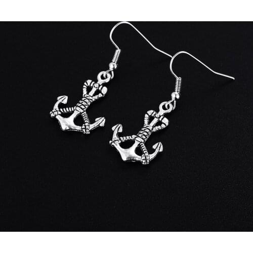 Trendy Vintage Anchor Shape Dangle Earrings for Women Girl Retro Drop Earrings Cute Small Object Earring Jewelry Bijoux