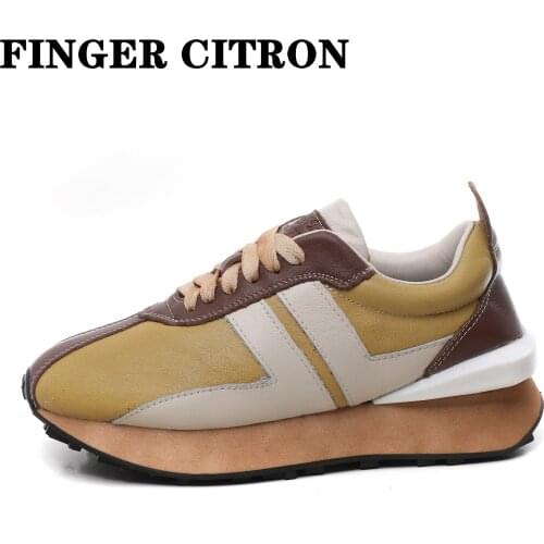 Finger Citron Women Loafer Casual Shoes Genuine Cow Leather For Spring And Autumn Round Toe EVA Rubber By Handmade Size 35 --40