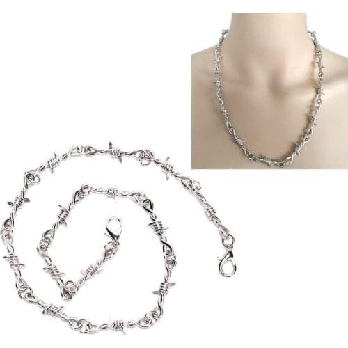 Women Hip-hop Punk Style Barbed Wire Brambles Link Chain Choker Gifts For Friends