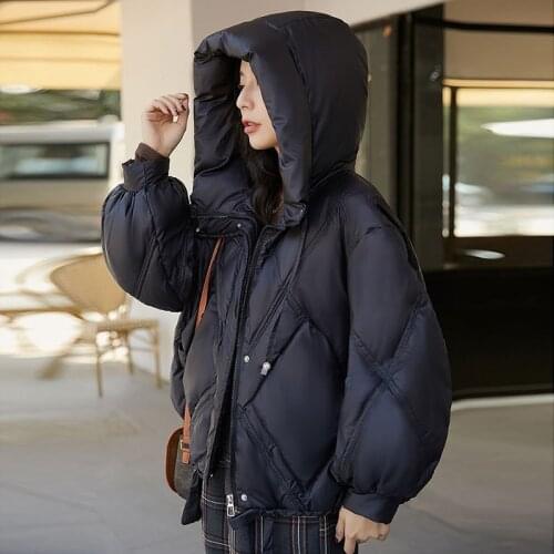 SEDUTMO Winter Warm Duck Down Coat Women Vintage Oversize Short Hooded Puffer Jacket Autumn Casual Pocket Basic Parkas ED1684