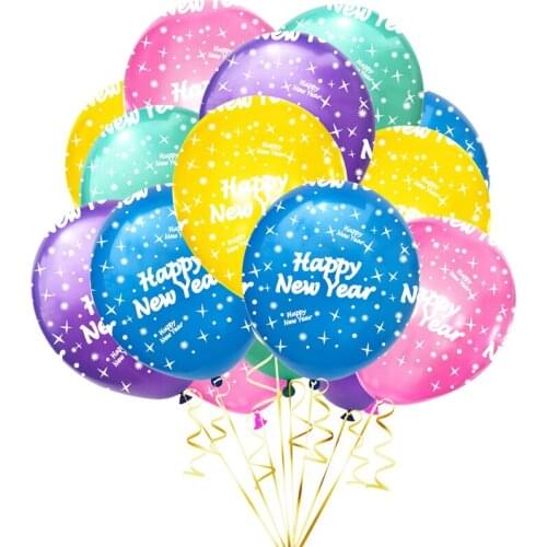 10pcs/set 5 Colors Happy New Year Balloons DIY Latex Confetti Ballons New Years Day Christmas Party Home Bar Hotel Decor