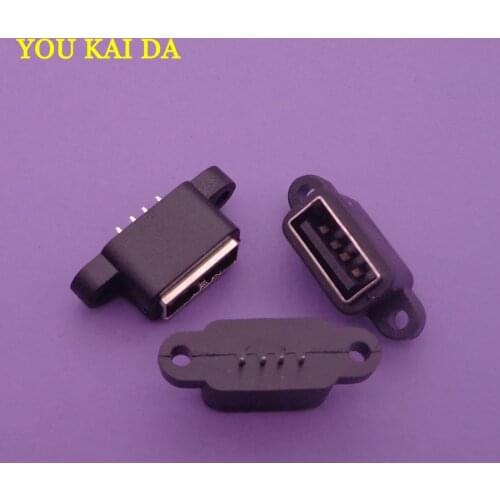 2PCS/lot Waterproof USB 2.0 charging data tail plug-in USB built-in interface Port Connector Plug Jack Socket