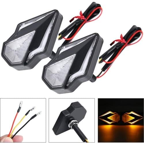 2pcs 12V Motorcycle Flush Mount Amber Flowing Water Turn Signal Light Red LED Day-time Running Lamp For Electric Car Scooter