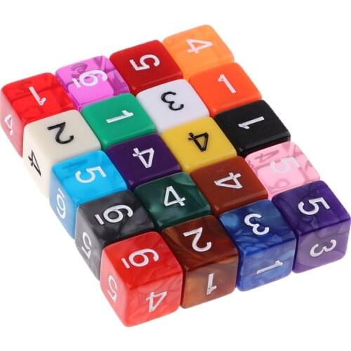 20pcs Acrylic Dice 6 Sided Dice with Numbers for Convenient Tabletop Game