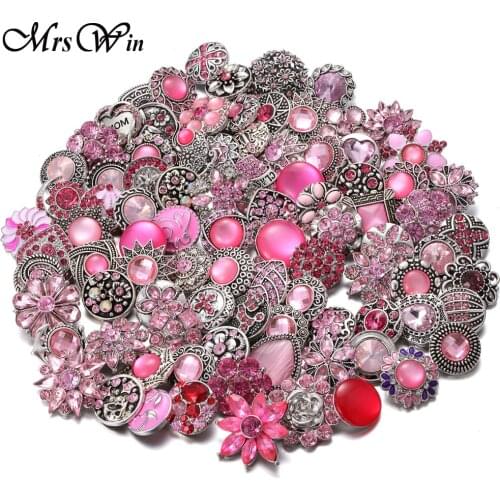 50pcs/lot High Quality 18mm 20mm Snap Jewelry Differend Design Color Mixed Rhinestone Metal Snap Button Bracelet Bangles Buttons