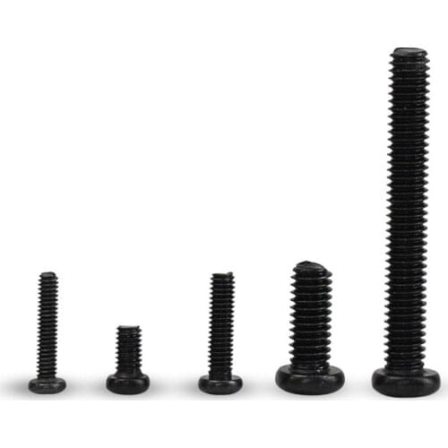 50pcs M1.4 Phillips round head screws cross pan electronic small screw mechanical bolt carbon steel black color 2mm-8mm long
