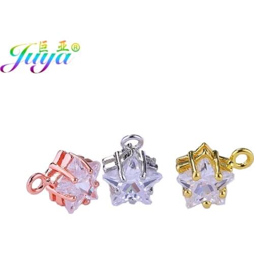 Juya DIY Jewelry Accessories Cubic Zirconia Star Charms Pendant Findings For Women Bracelets Necklace Earrings Jewelry Making