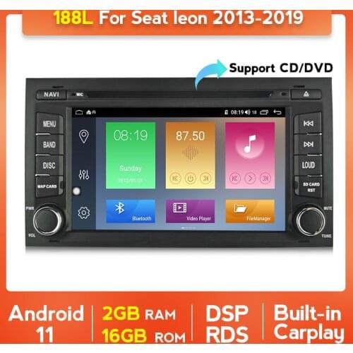 RDS DSP CarPlay Android 11 Car Radio for Seat Leon MK3 5F 2012-2019 Multimedia Player GPS DVD CD Video Output Mirror Link Wifi