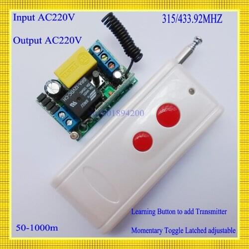 220V wireless switch Wireless Receiver&Transmitter 220V1CH) 10A Input Output 220V 315/433mhz Long Range Light Remote Switch