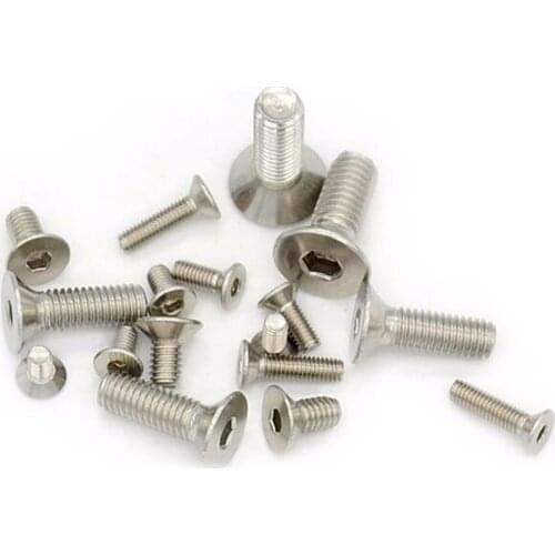 200PCS M2 Stainless Steel Flat Head Screw Countersunk Hex Socket Cap Bolt M2*3/4/5/6/8/10/12/14/16/18/20/22/25mm