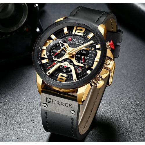CURREN Casual Sport Watch Blue Watch For Men Luxury Military Leather Wrist Watch Man Clock Fashion Chronograph Relogio Masculino
