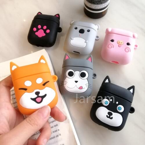 Cartoon Pet dog Wireless Earphone Case For AirPods 2 Silicone Charging Headphones Cases For Airpods Protective Cover