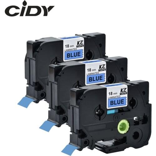 Cidy 3pcs/lot 18mm Black on Blue Compatible Label Tape Tze-541 TZe541 TZE 541 TZ-541 for Brother P-touch