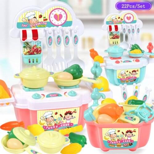 22Pcs/Set Baby Mini Kitchenware Set Childrens cartoon small kitchen girl cooking toys for kids role playing gifts for kids