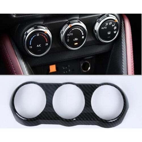 For Mazda CX-3 2018 1PC Carbon Fiber ABS Chrome Car Air Conditioner Switch Knob Panel Cover Trim Moldings Car Styling
