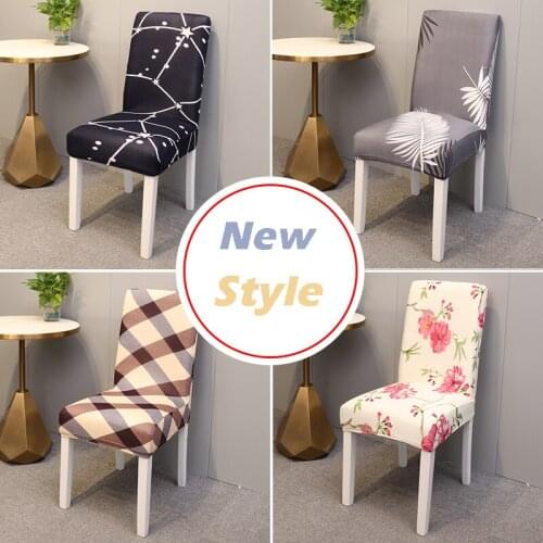 Nordic style Spandex Elastic Printing Dining Chair Slipcover Removable Anti-dirty Kitchen Seat Case Stretch Chair Cover 2 4 6pcs