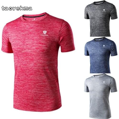 New Quick Dry T Shirt Mens Outdoor Sports Breathable Short Sleeve T-shirt High Stretchy Mans Gym Fitness Running Tee Shirt