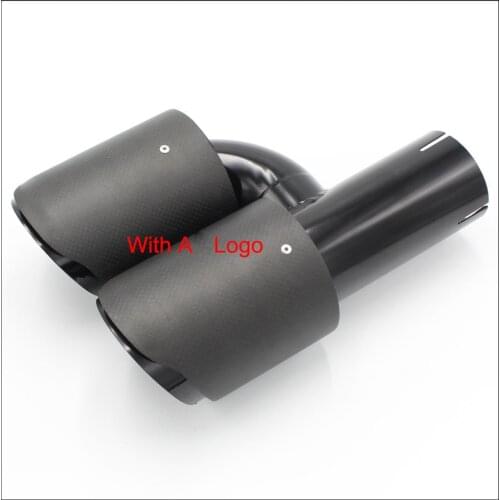 H Style Glossy Black Model Dual Carbon Fiber Stainless Steel Universal Auto With A Logo Exhaust Tip Double End Pipes For CX-4