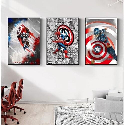 Superheroes Comics Canvas Painting Marvel Movie Poster Captain America Art Print Living Room Office Bedroom Decor Wall Picture
