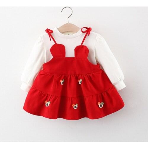 Baby Girls Clothing Sets Autumn New Kids Clothes White Long Sleeve Hoodies Suspender Dress Girls 2pcs Suits Child Clothes Sets