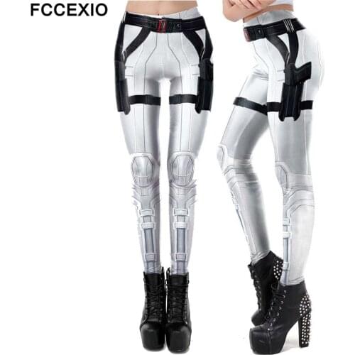 FCCEXIO Equipment Gun Print Leggings Fashion Women Leggings Armor Deadpool Leggins Workout Legging Woman Fitness Pants