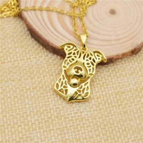 LPHZQH Fashion Cartoon American Staffordshire Terrier Pit Bull Dog Pendant Women Necklace Choker Jewelry Gift Gold Color