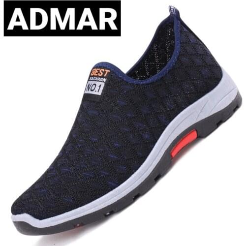 ADMAR Mesh Men Casual Shoes Breathable Slip on Mens Loafers Lightweight Sneakers Men Non-slip Walking Shoes Zapatillas Hombre